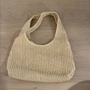 Elegant Cream Woven Beach Bag